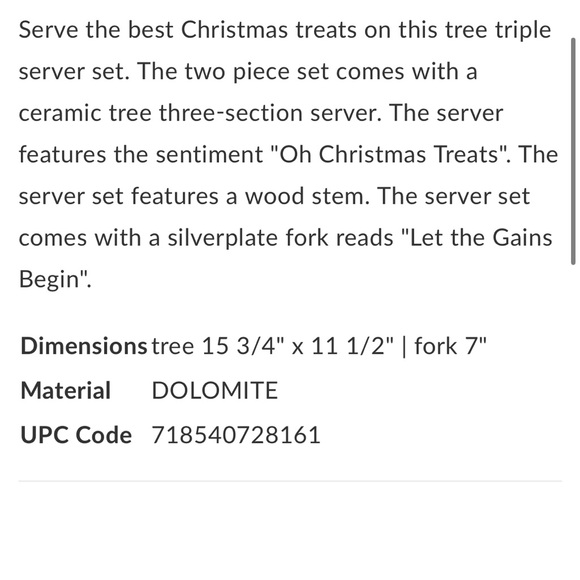 MUD PIE NWT tree triple section server set -white/red “oh Christmas treats” - Picture 4 of 5